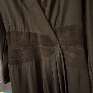 Vintage!! Wool and Leather Elegant Black Dress